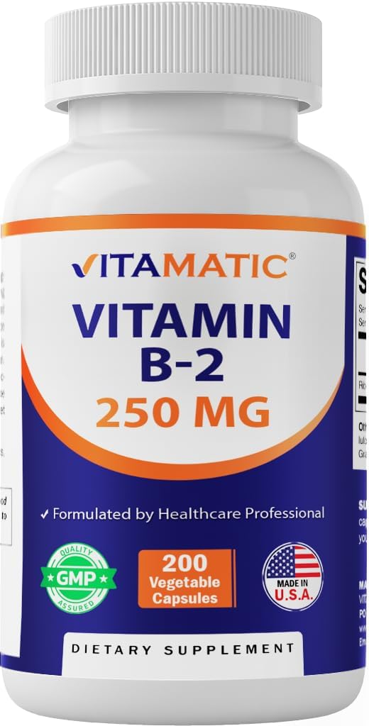 Vitamatic Vitamin B2 (Riboflavin) 100mg capsule bottle front view