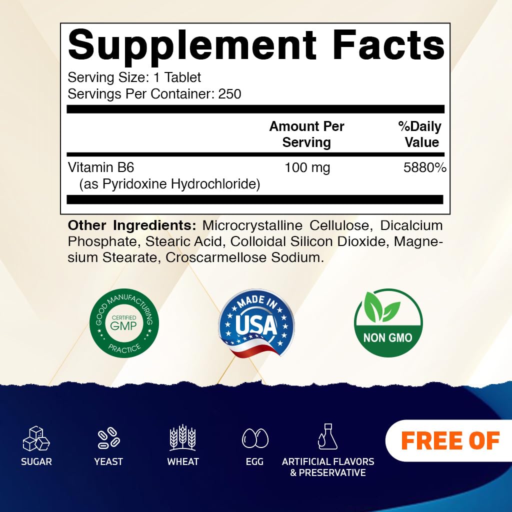 Vitamatic Vitamin B6 100mg supplement side view