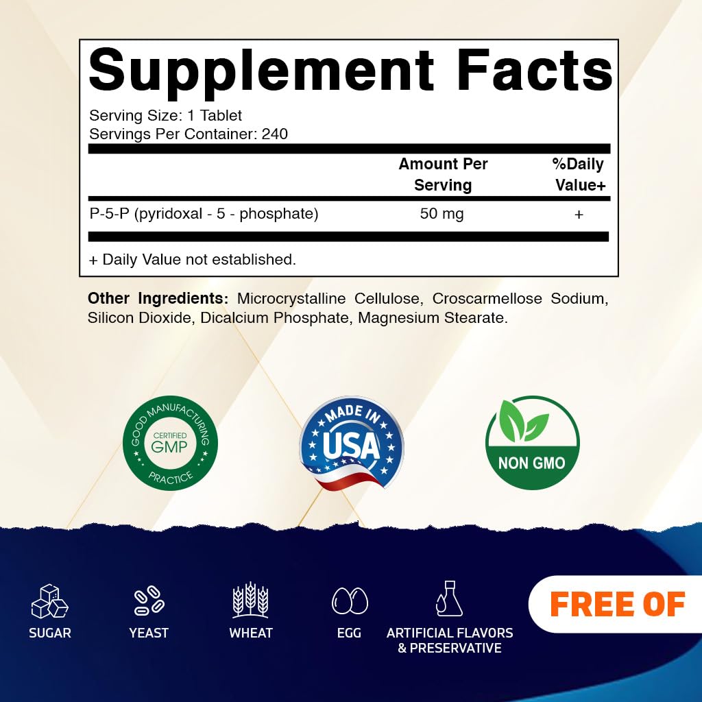Vitamatic Vitamin B6 P5P 50mg bottle with 240 tablets