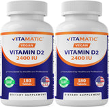 Vitamatic Vitamin D2 2400 IU Vegetarian Tablets bottle front view