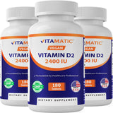 Vitamatic Vitamin D2 2400 IU Vegetarian Tablets bottle front view