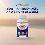 Vitamatic Vitamin D3 1000 IU capsules with dosage information