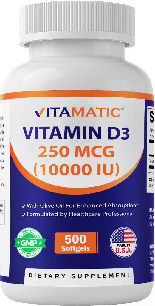 Vitamatic Vitamin D3 10000 IU Mini Softgels front view