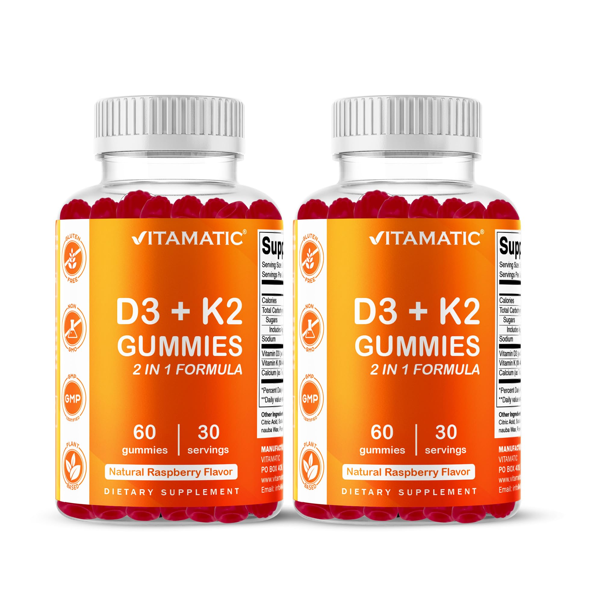 Vitamatic Vitamin D3 & K2 Gummies front view with packaging