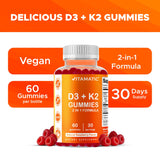 Vitamatic Vitamin D3 & K2 Gummies on a wooden table