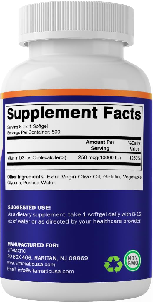 Vitamatic Vitamin D3 Mini Softgels in a hand