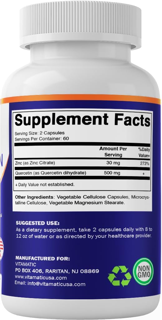 Vitamatic Zinc & Quercetin Capsules opened bottle