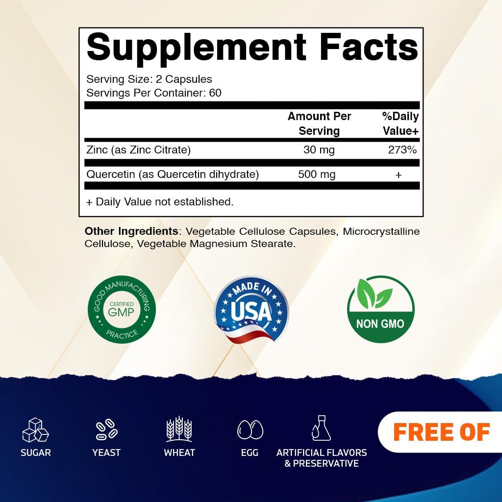 Vitamatic Zinc & Quercetin Capsules side view