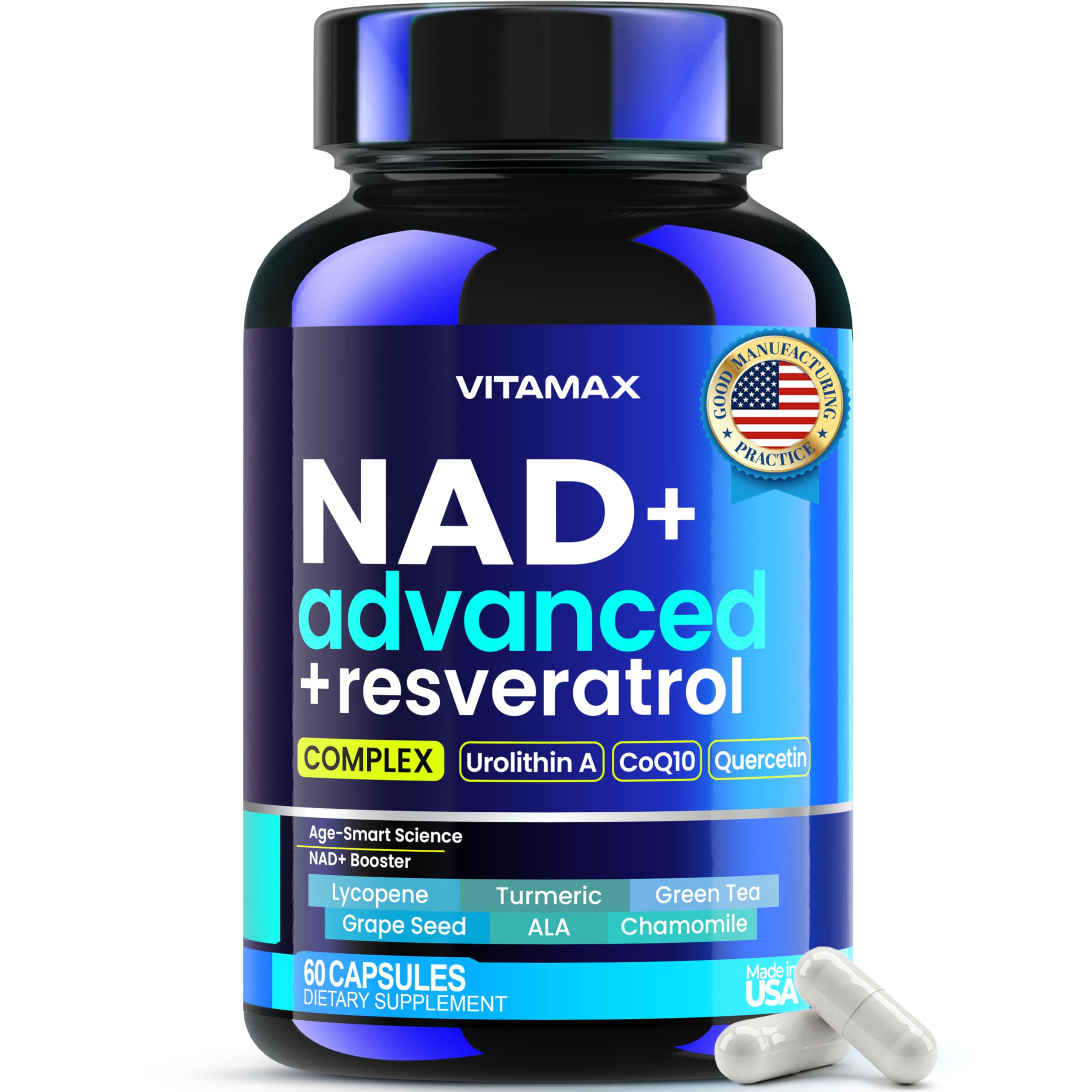 Vitamax Advanced NAD+ Cellular Supplement 60 Capsules front view