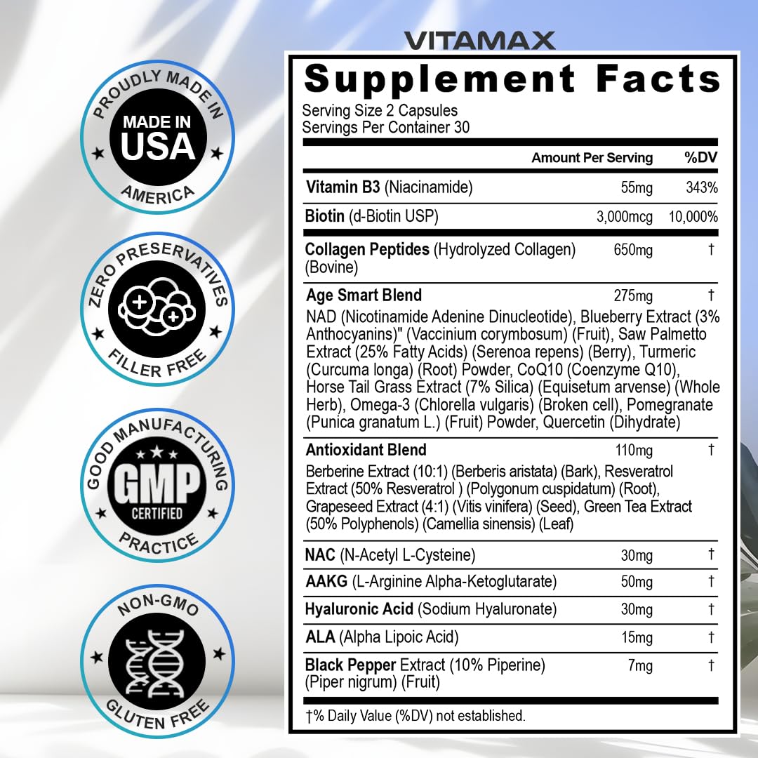 Vitamax Age Smart Fusion Supplement lifestyle scene with healthy foods