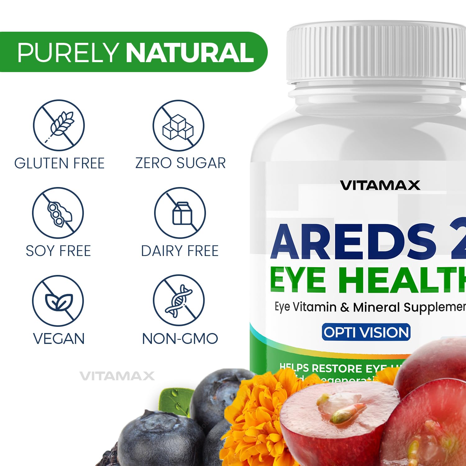 Vitamax Eye Health Supplements on a table