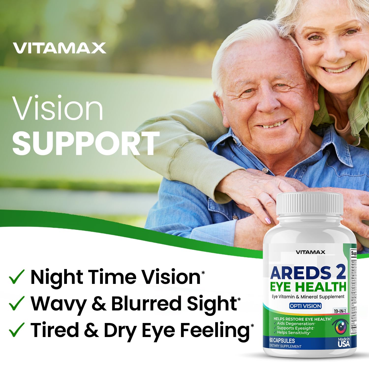 Vitamax Eye Health Supplements with ingredients display