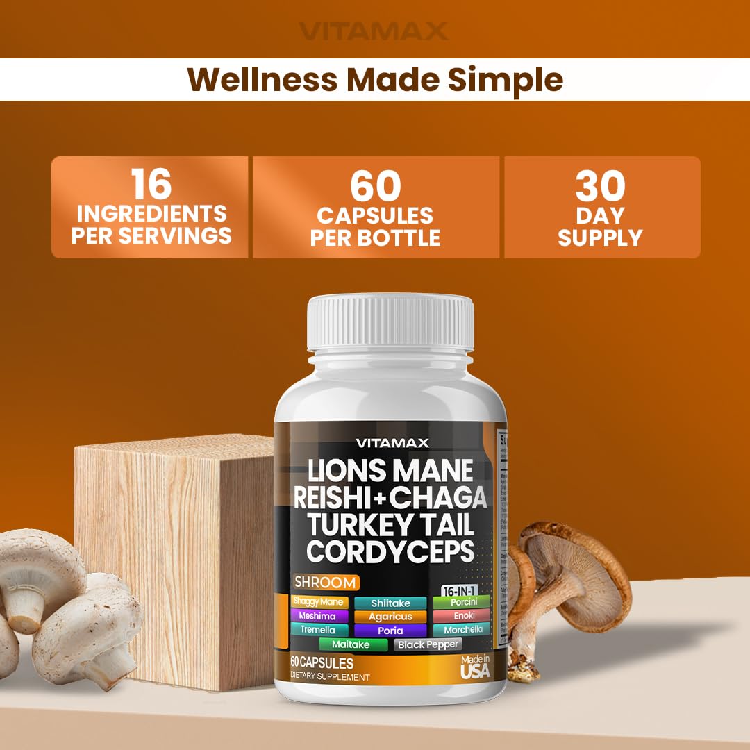 Vitamax MycoBoost Mushroom Blend packaging details