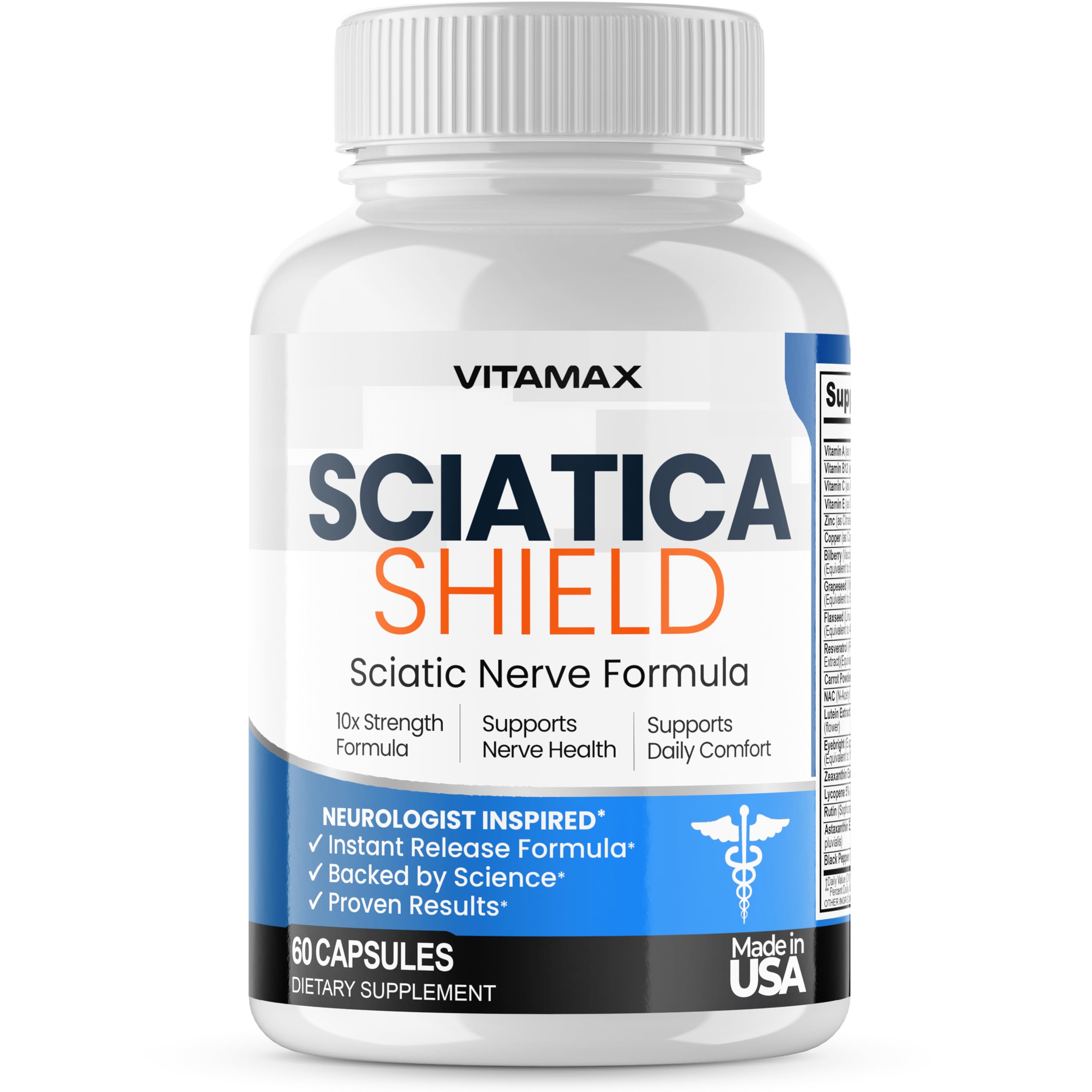 Vitamax Sciatica Shield Supplement 60 capsules front view