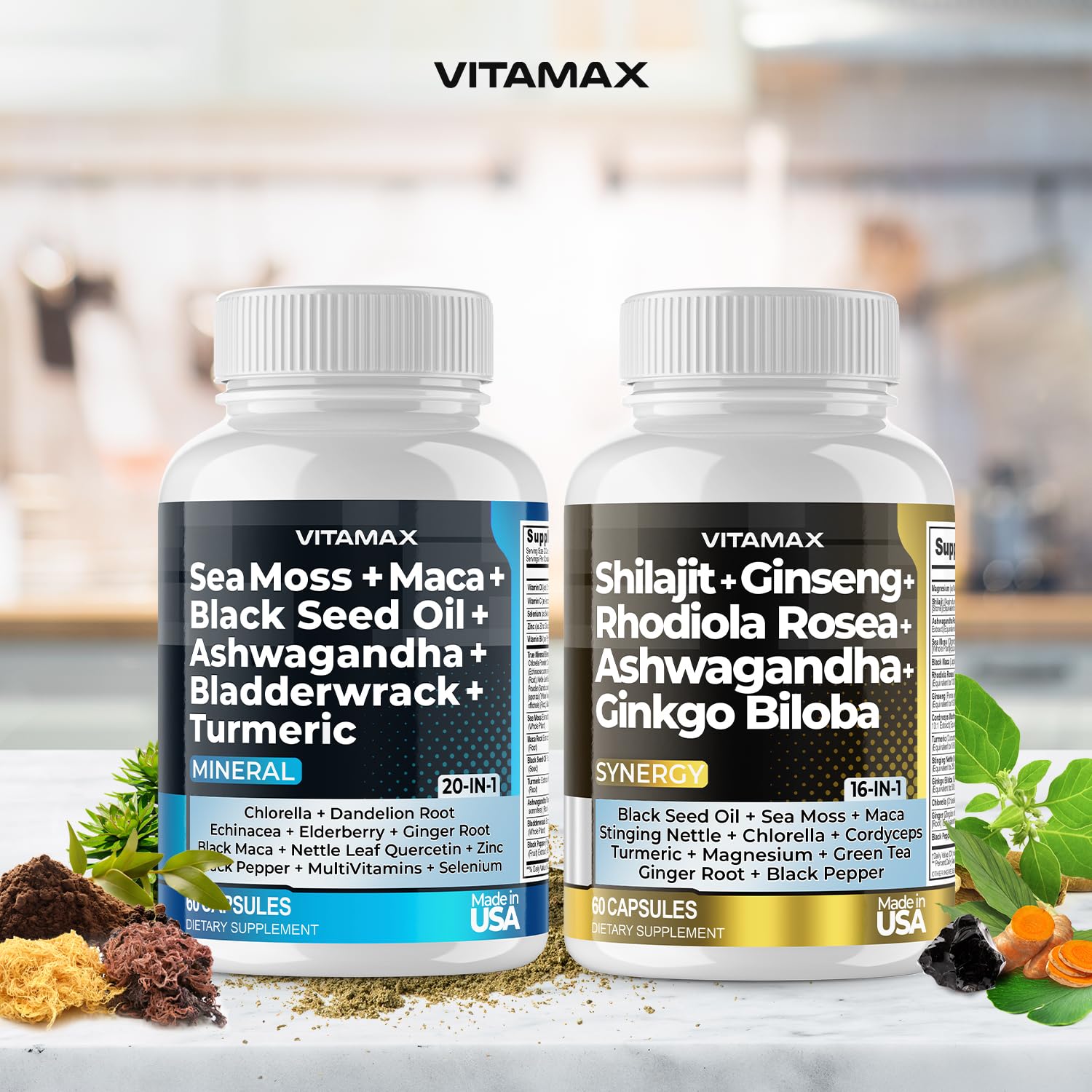 Vitamax Sea Moss capsules with minerals infographic