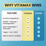 Vitamax Shilajit Capsules packaging dimensions illustration