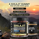 Vitamax Shilajit Gummies displayed with natural ingredients