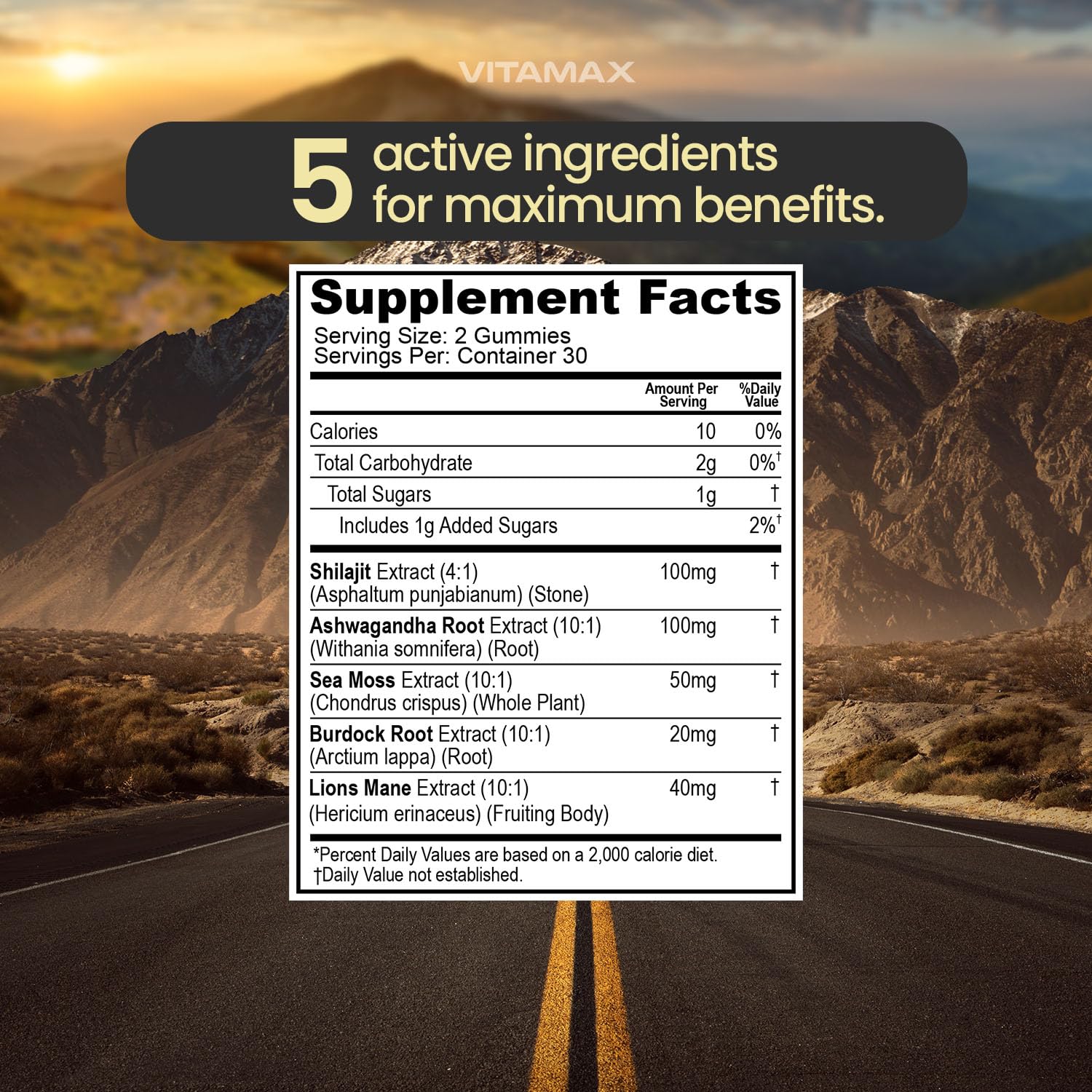 Vitamax Shilajit Gummies lifestyle scene with healthy snacks
