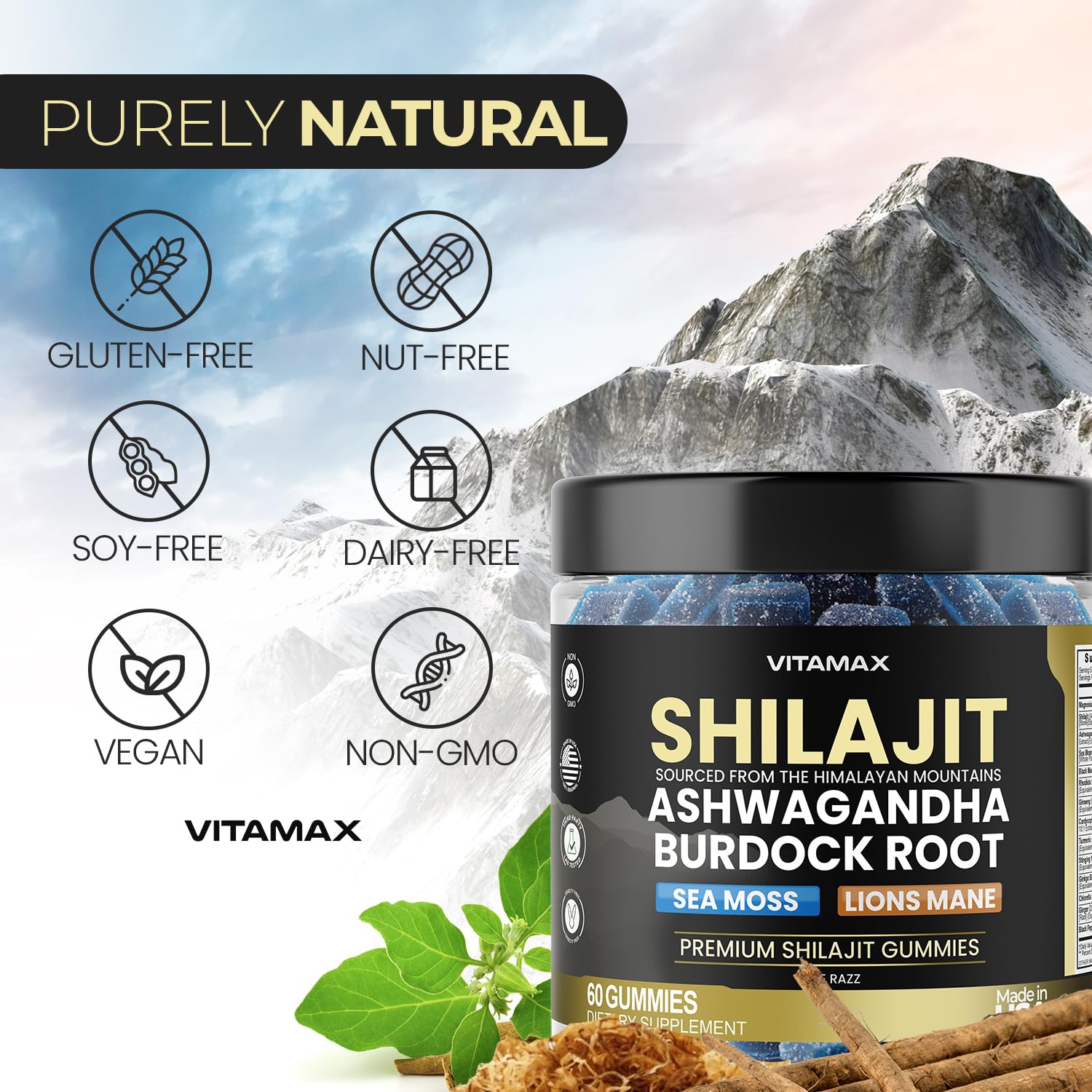 Vitamax Shilajit Gummies on a wooden table