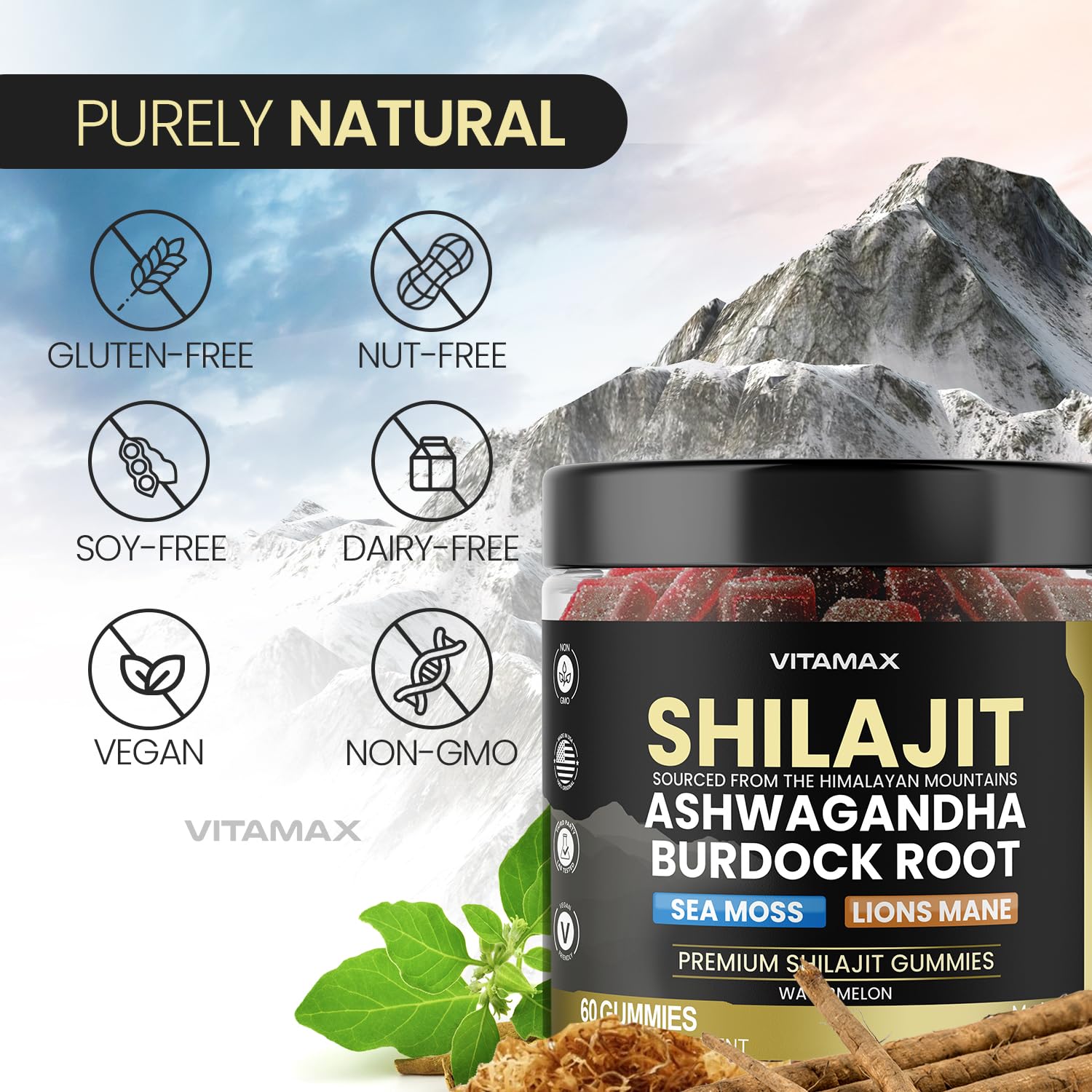 Vitamax Shilajit Gummies packaging back view with details