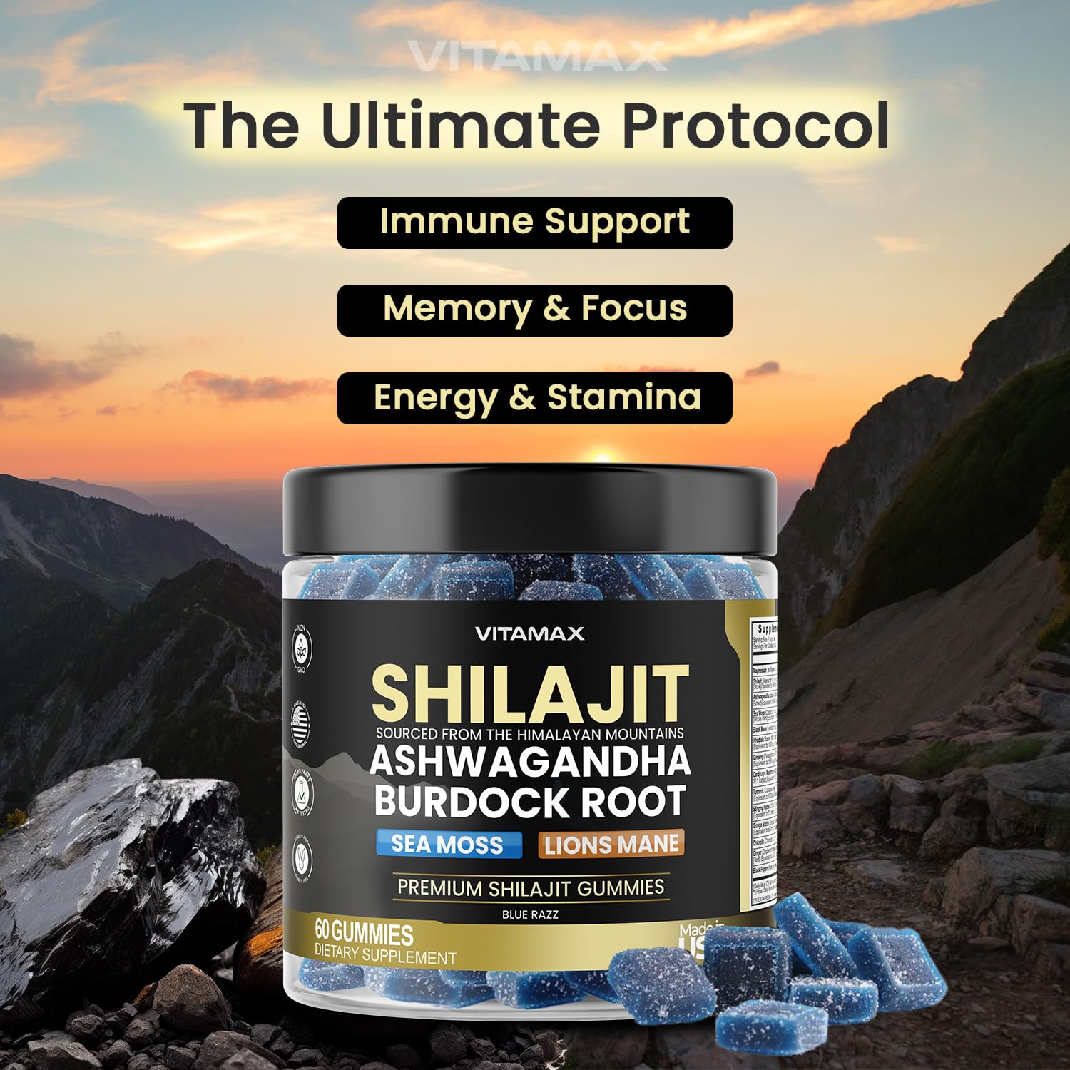 Vitamax Shilajit Gummies packaging side view