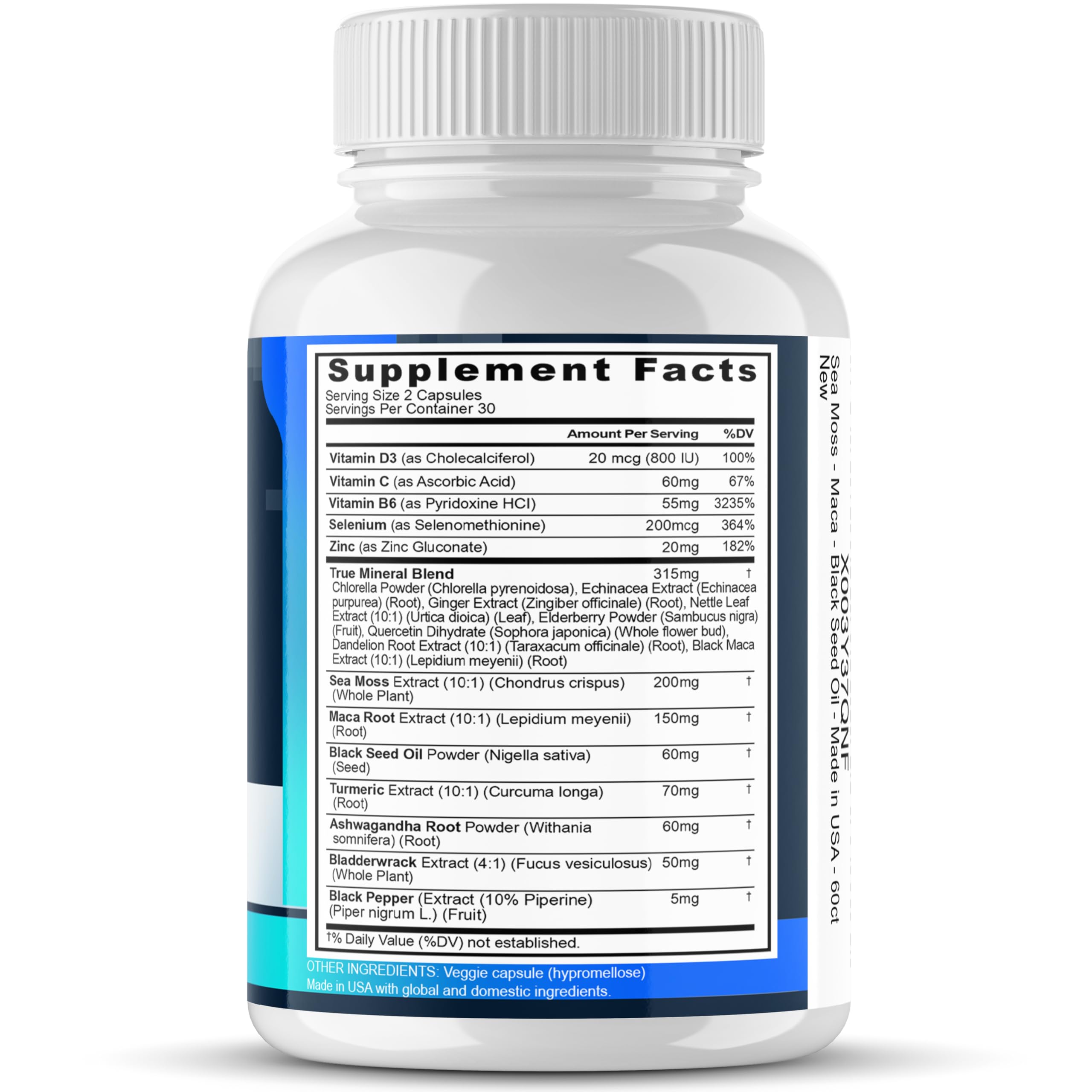 Vitamax supplement ingredients including turmeric and ginger