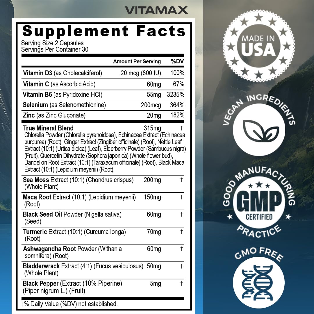 Vitamax True Mineral supplement bottle with a measuring spoon