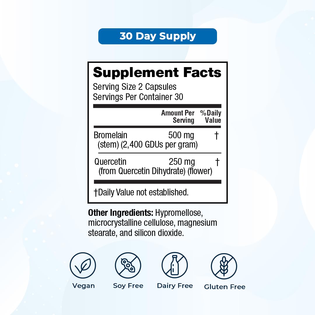 VitaMedica Bromelain Supplement 500mg capsules on a wooden table
