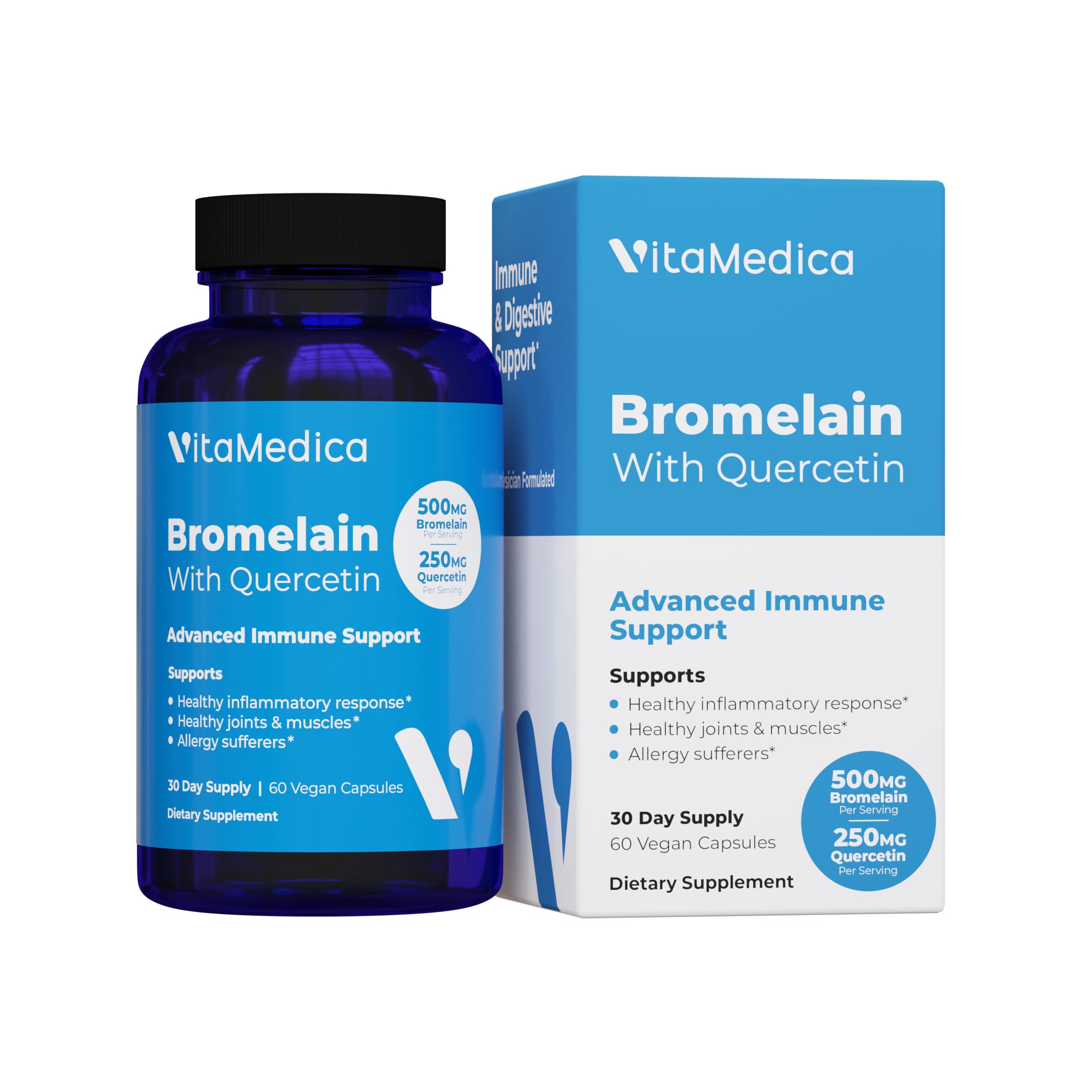 VitaMedica Bromelain Supplement 500mg front view with packaging