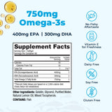 VitaMedica Omega-3 Fish Oil Softgels 750mg bottle on a table