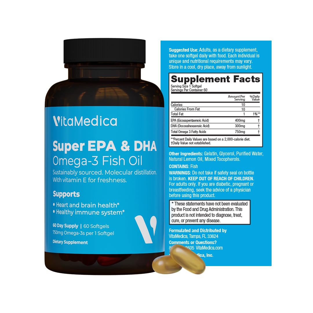VitaMedica Omega-3 Fish Oil Softgels 750mg front view