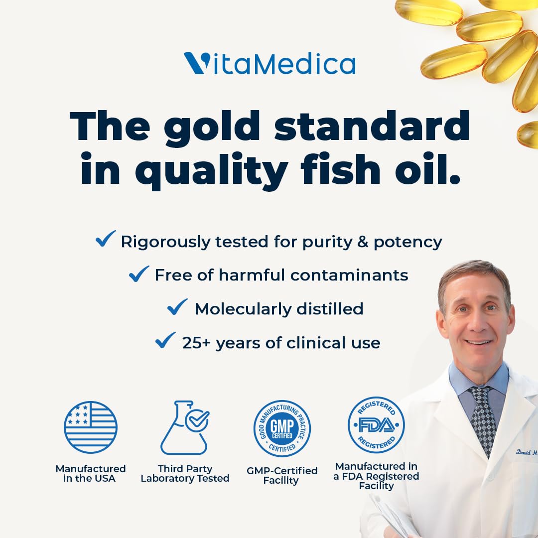 VitaMedica Omega-3 Fish Oil Softgels 750mg in a lifestyle setting