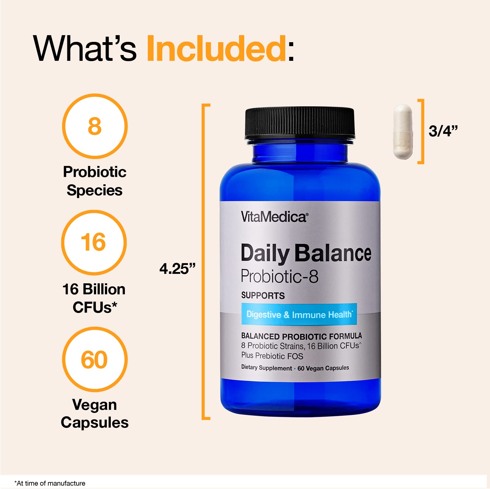 VitaMedica Probiotic 8 Daily Balance capsules with a glass of water