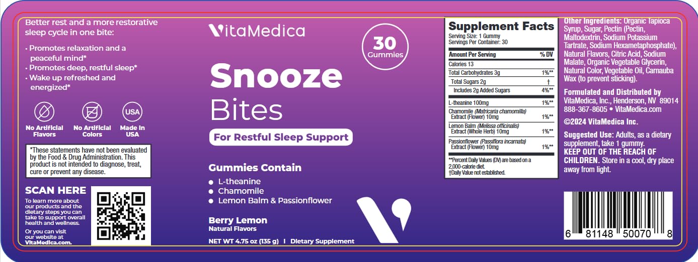 VitaMedica Snooze Sleep Gummies 60 count pack