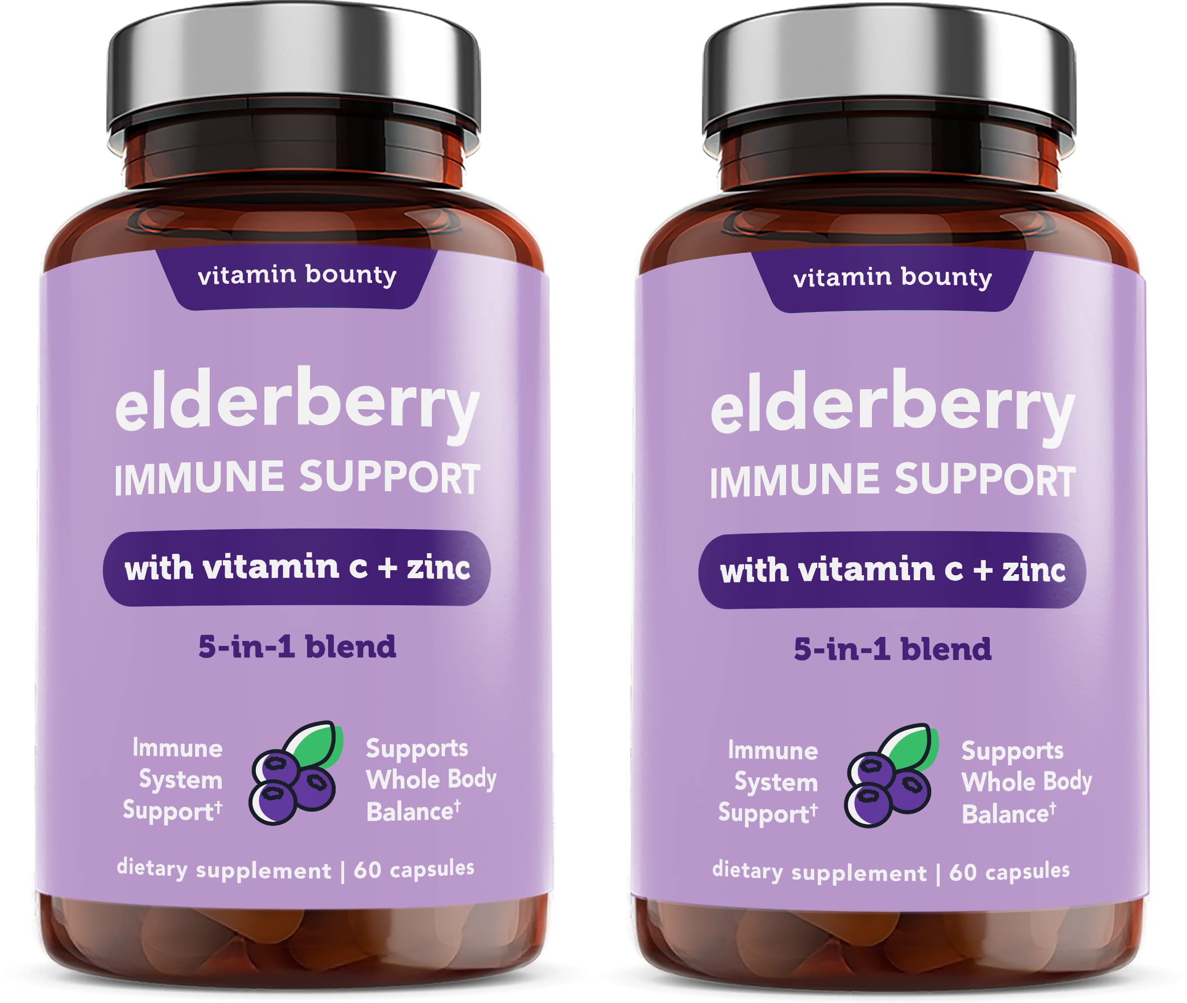 Vitamin Bounty Elderberry 5-in-1 daily wellness Support Capsules front view