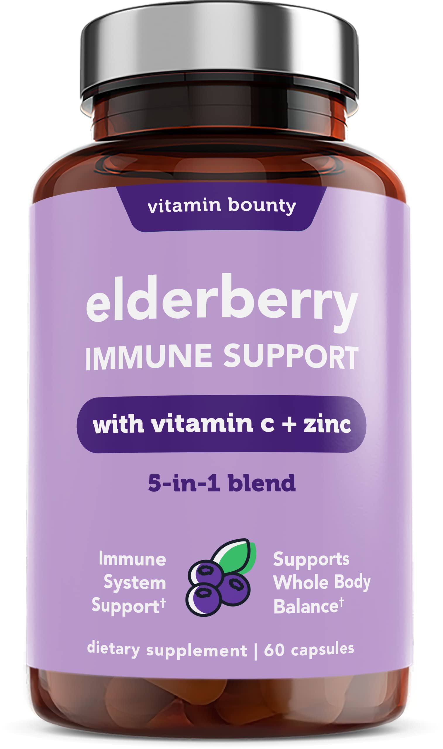 Vitamin Bounty Elderberry 5-in-1 daily wellness Support Capsules ingredients list