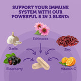 Vitamin Bounty Elderberry 5-in-1 daily wellness Support Capsules opened bottle