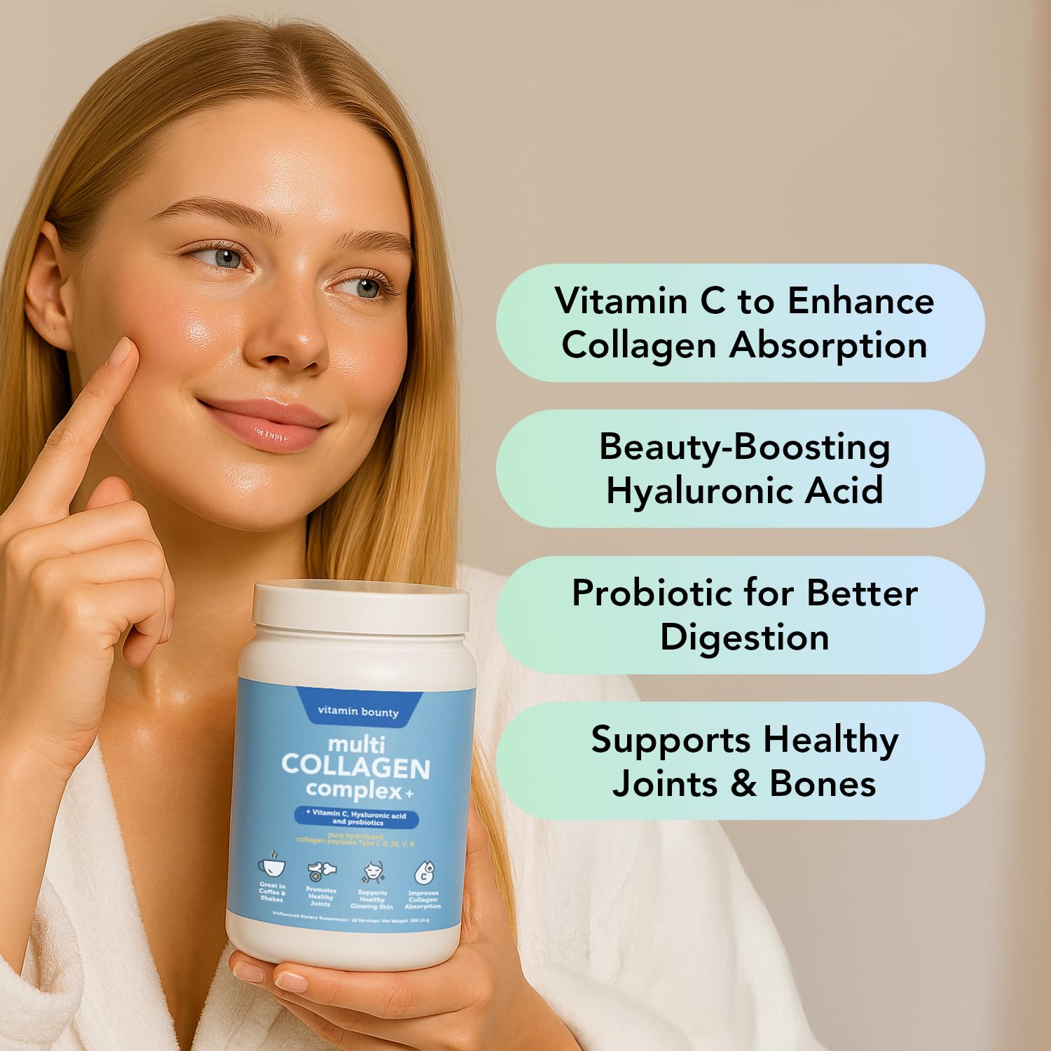 Vitamin Bounty Multi Collagen Complex 358g Powder packaging