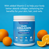 Vitamin Bounty Multi Collagen Complex Powder in a glass of water