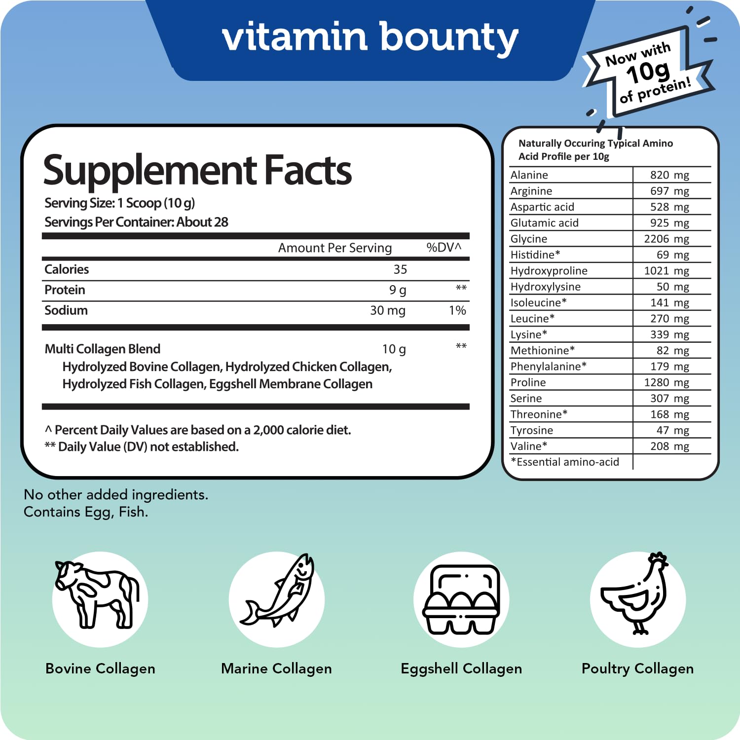 Vitamin Bounty Multi Collagen Complex Powder ingredients list