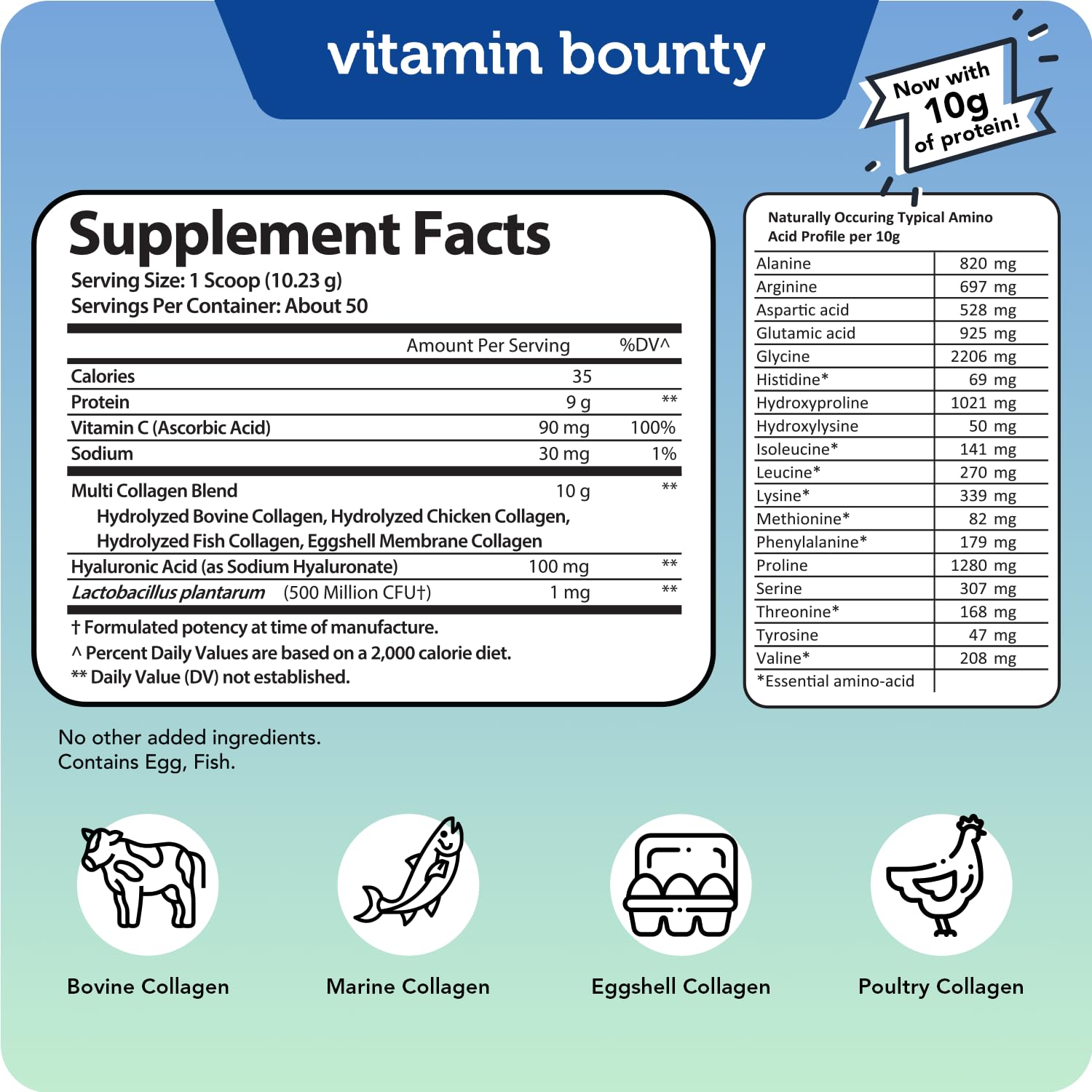 Vitamin Bounty Multi Collagen Complex Powder on a kitchen counter