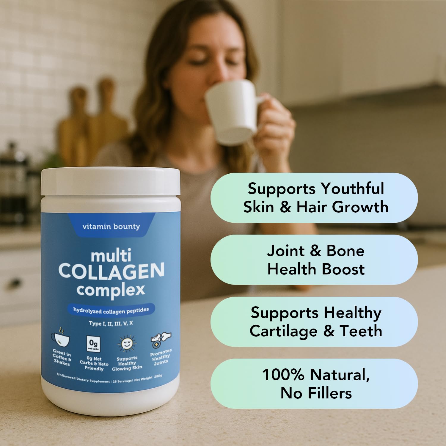 Vitamin Bounty Multi Collagen Complex Powder packaging
