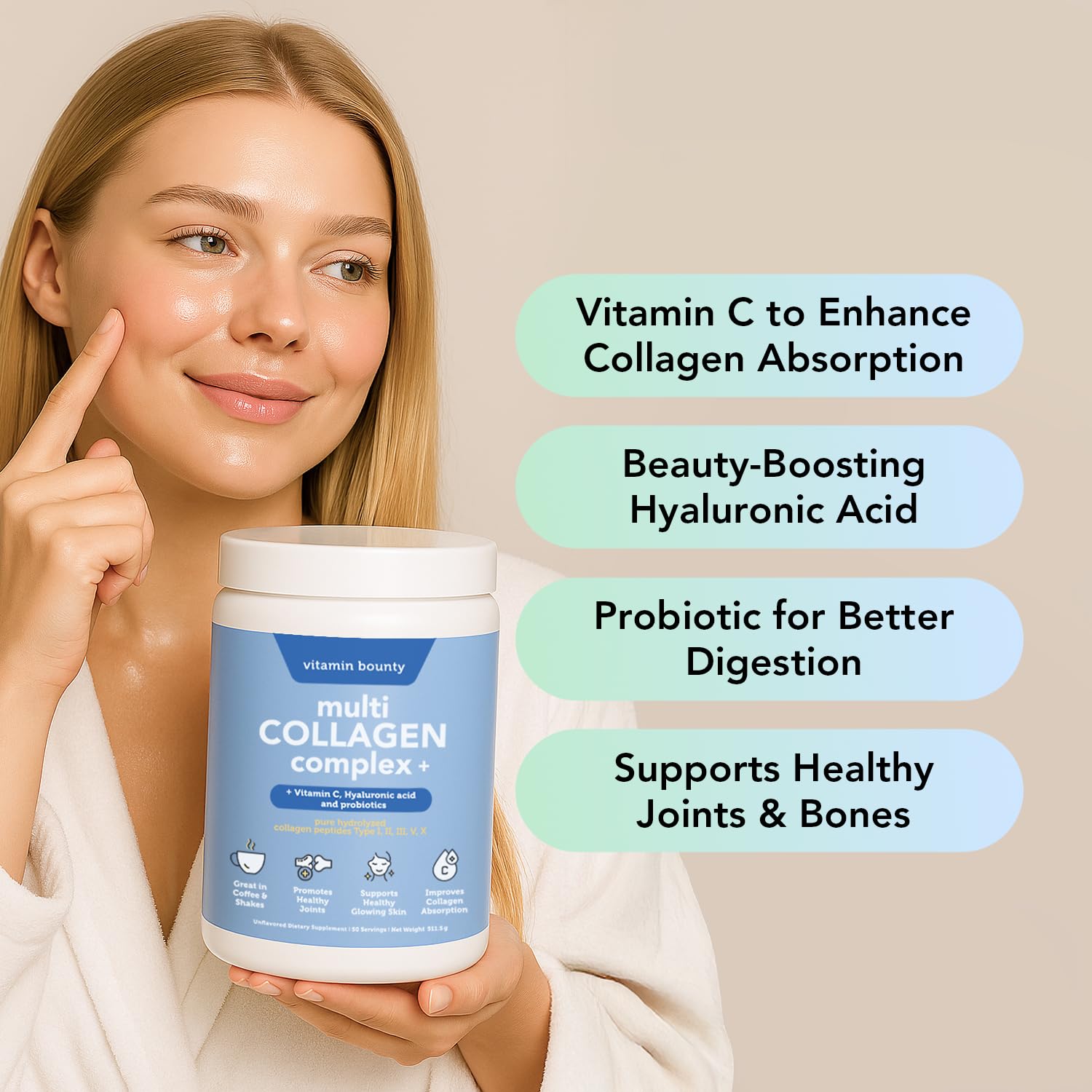 Vitamin Bounty Multi Collagen Complex Powder packaging