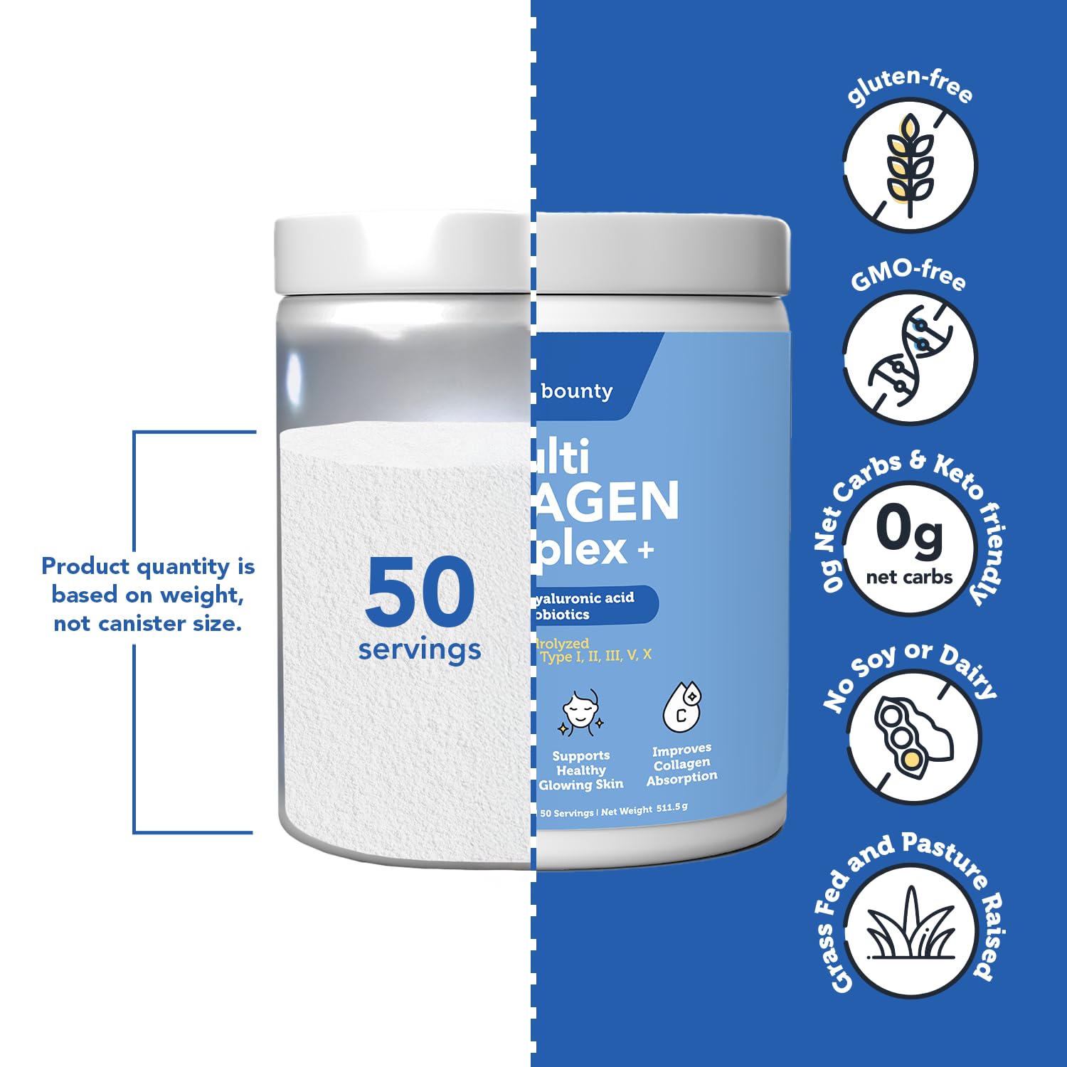 Vitamin Bounty Multi Collagen Complex Powder side view
