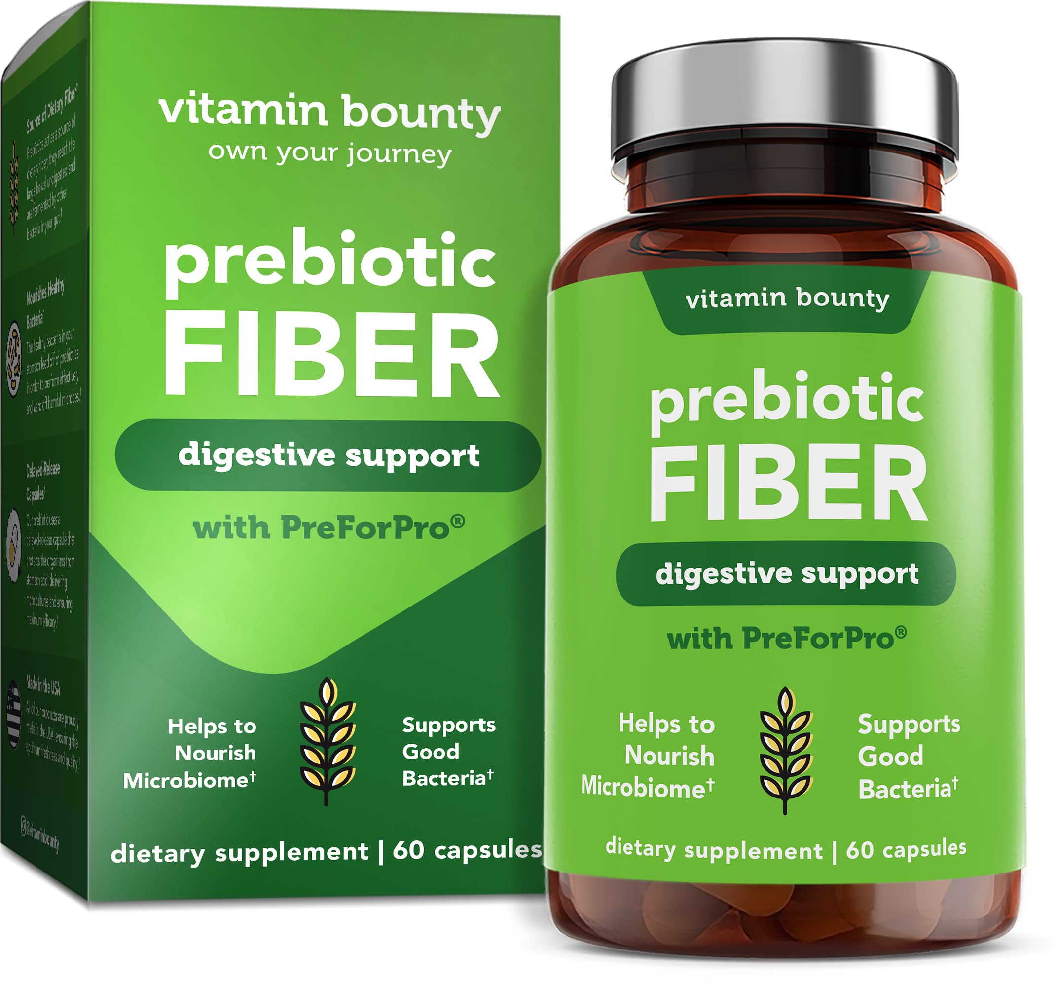 Vitamin Bounty Prebiotic Fiber Capsules 60 count front view