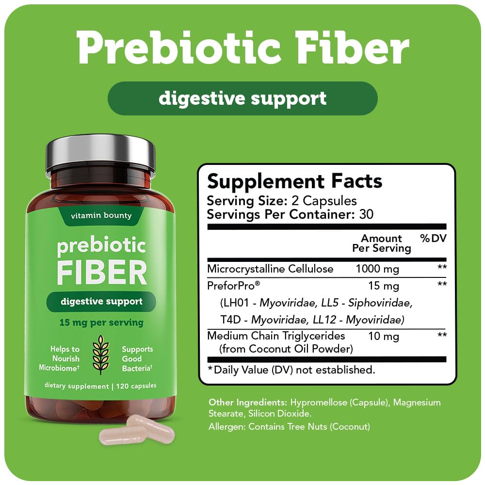 Vitamin Bounty Prebiotic Fiber Capsules side view
