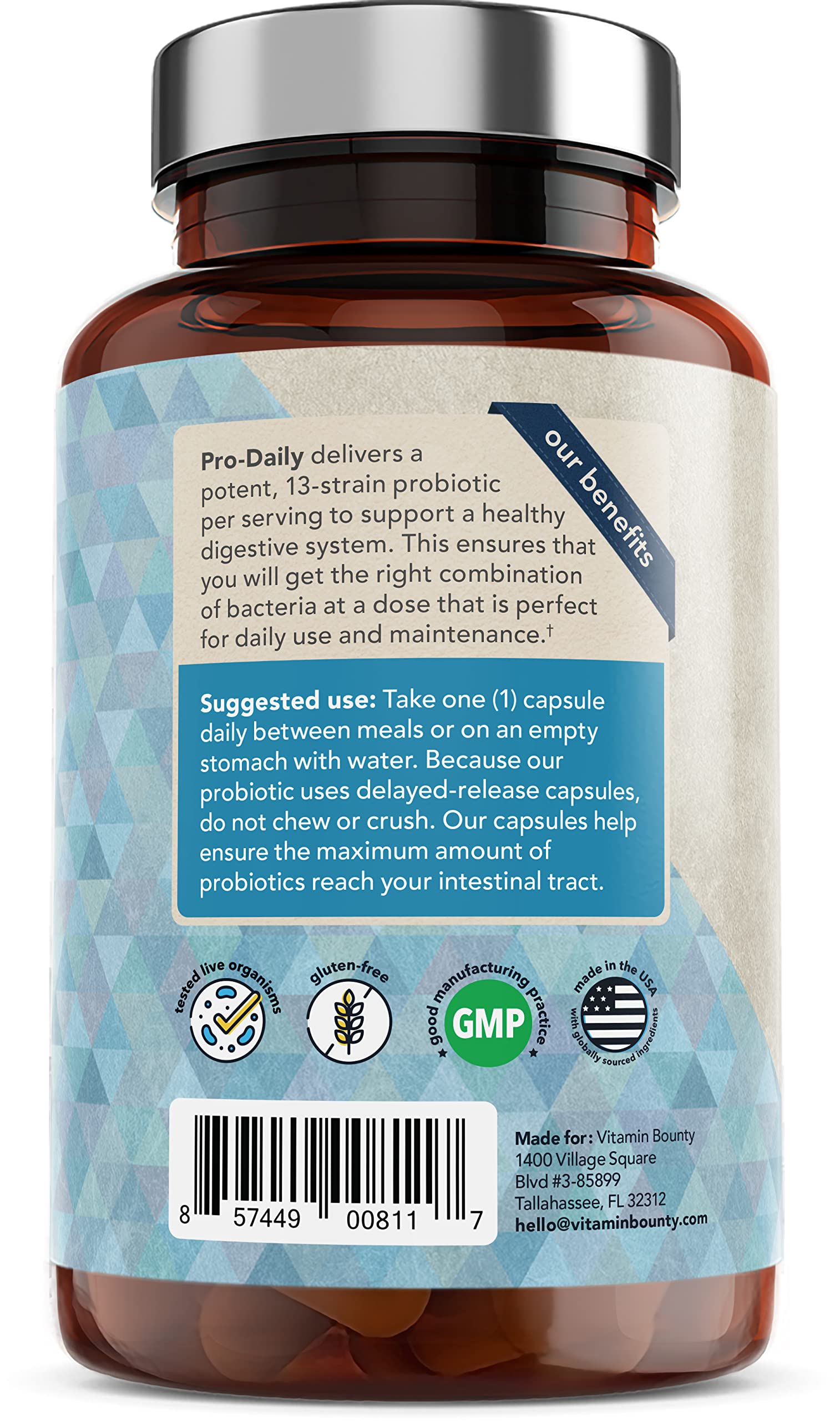 Vitamin Bounty Probiotic Capsules open bottle with capsules
