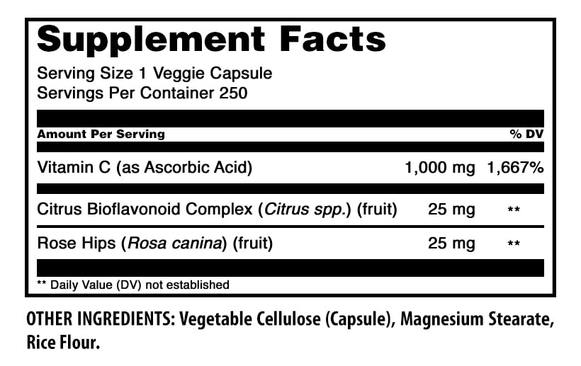 Vitamin C capsule with Rose Hips and Citrus Bioflavonoids