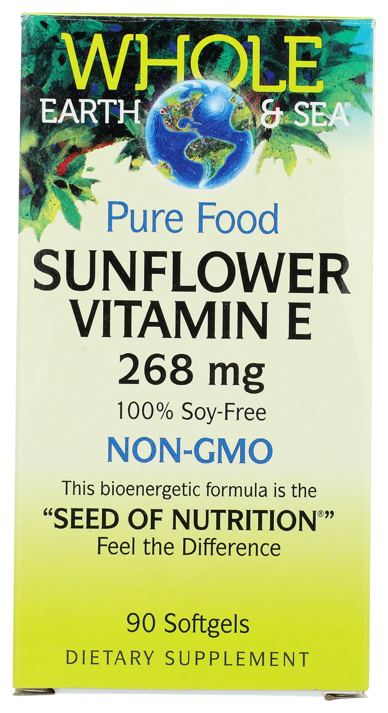 Vitamin E capsules with non-GMO and allergen-free information