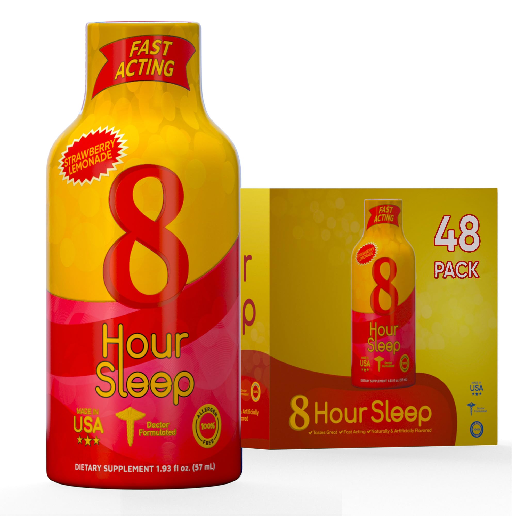 Vitamin Energy Sleep Shot 48 Pack Strawberry Lemonade front view